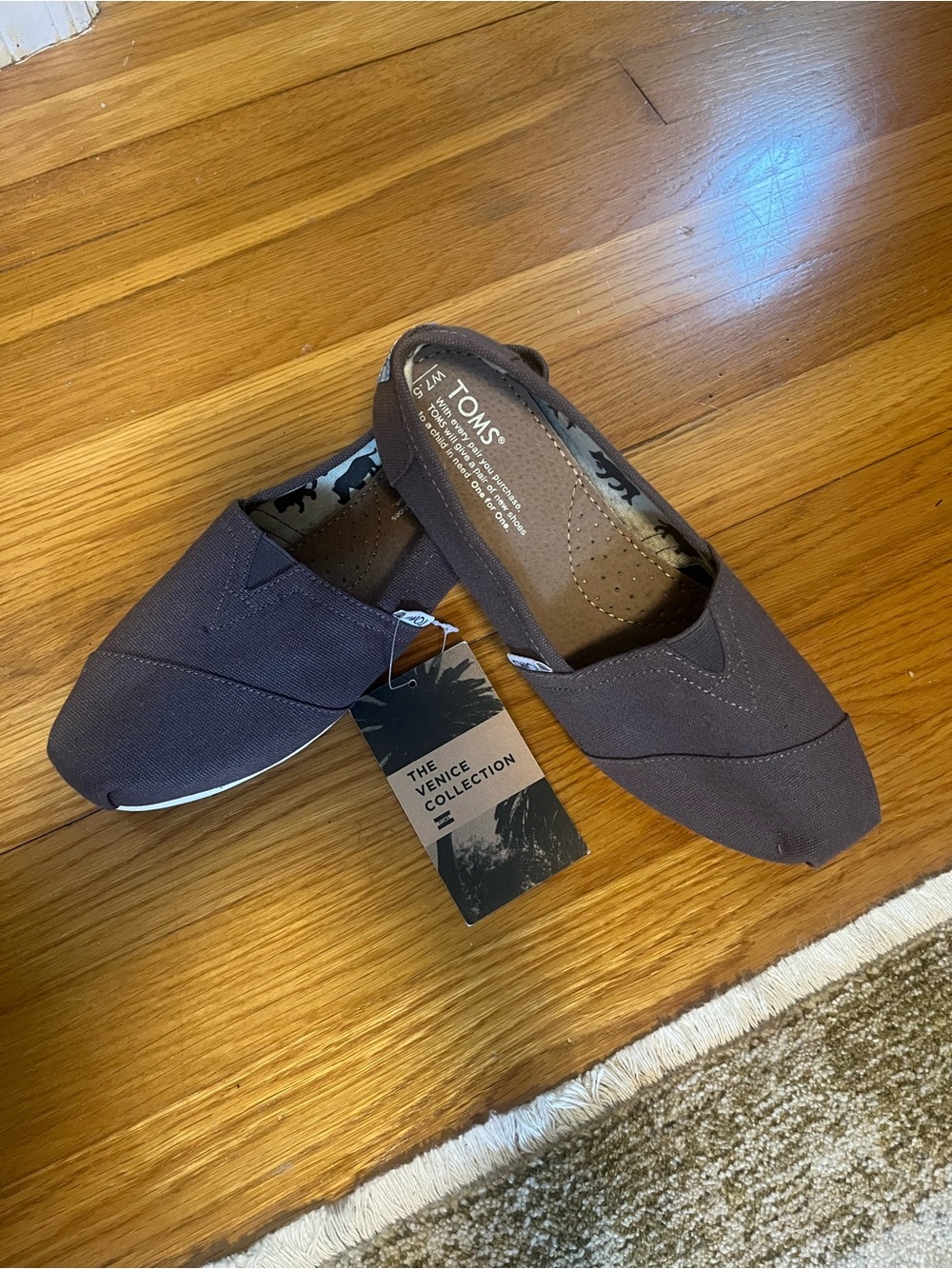 TOMS Brown Canvas Women's Slip-On Flats